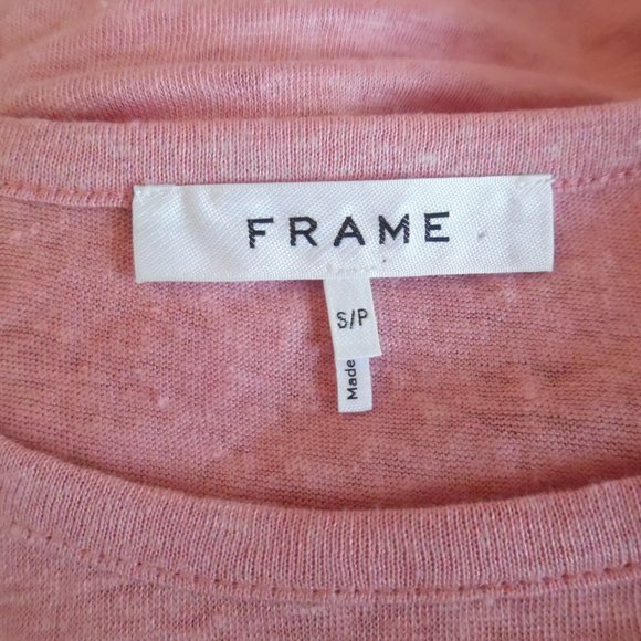 Frame Denim Slouchy Sleeveles Organic Linen Peony Pink Tank Top Tee - Picture 8 of 8